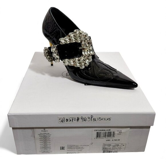 Balmain Clara Western Crystal-Embellished 95mm Womens Black Pumps -US 6- (0570) - Picture 14 of 16